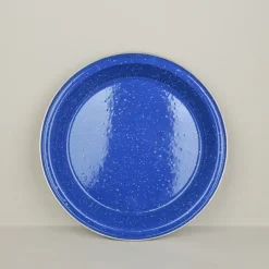 Assiette de camping émail bleu