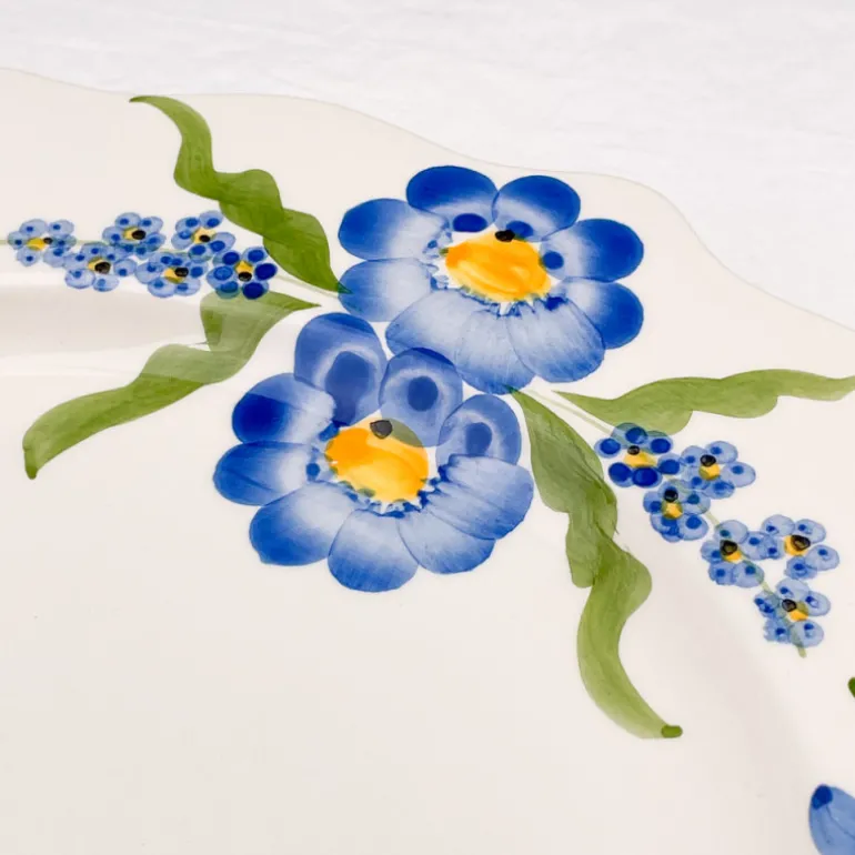 Assiette fleurie bords festonnés