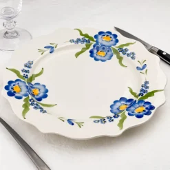 Assiette fleurie bords festonnés