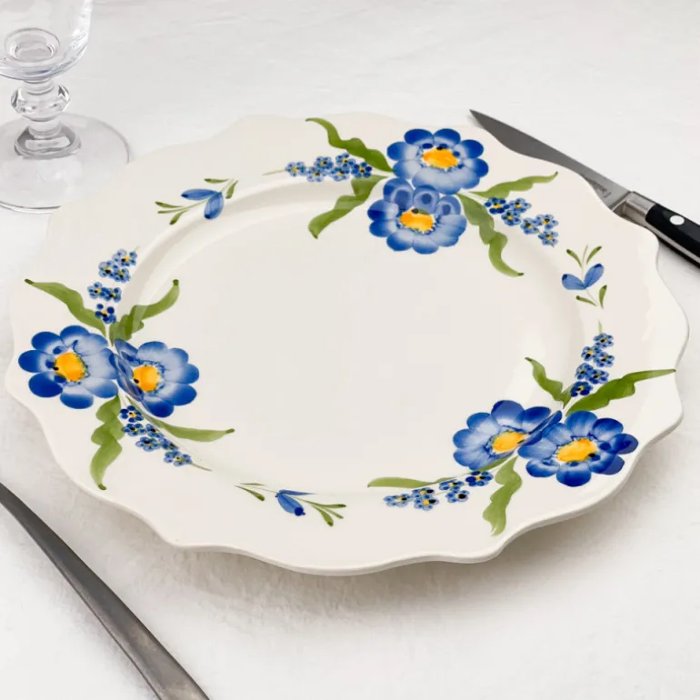 Assiette fleurie bords festonnés