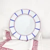 Assiette plate basque rouge et bleue