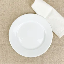 Assiette plate en émail blanc