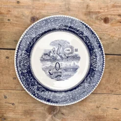 6 assiettes plates dépareillées bleues - Gien