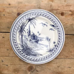 6 assiettes plates dépareillées bleues - Gien