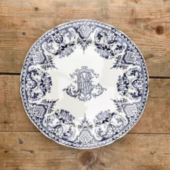 6 assiettes plates dépareillées bleues - Gien
