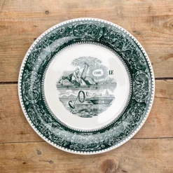 6 assiettes plates dépareillées vertes - Gien