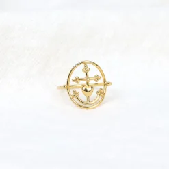 Bague Croix de Camargue perlée Vermeil