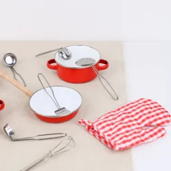 Batterie de cuisine rouge pour enfants