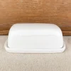 Beurrier en céramique blanche