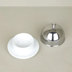 Beurrier porcelaine cloche inox