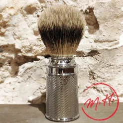 Blaireau pur argenté monture chrome