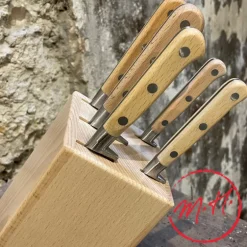 Bloc en hêtre et ses 5 couteaux