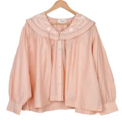 Blouse col marin rose