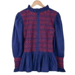 Blouse marine à smocks