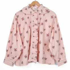 Blouse rose à fleurs