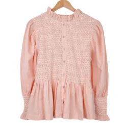 Blouse rose à smocks