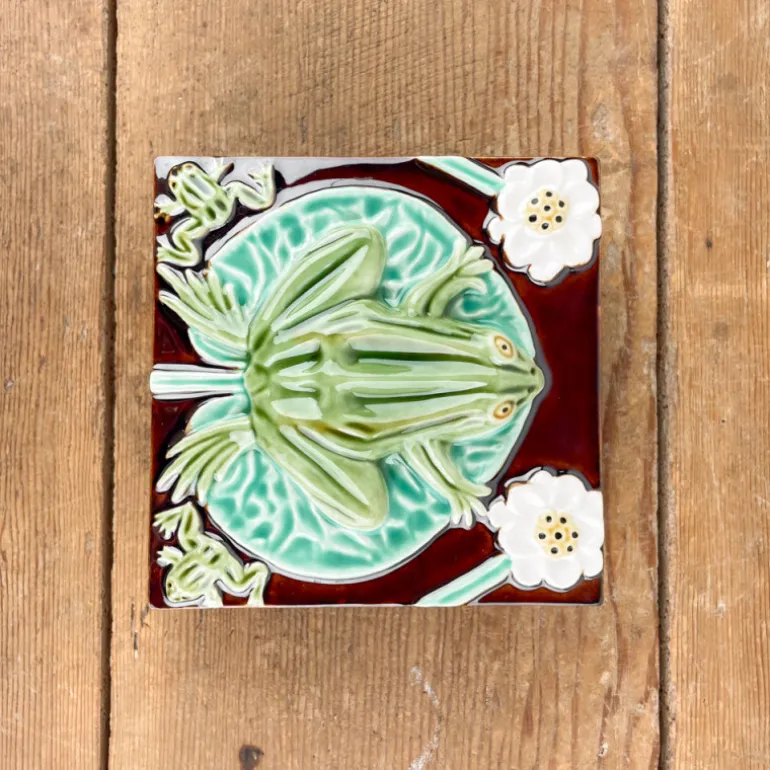 Boîte en céramique Grenouille et Nénuphars