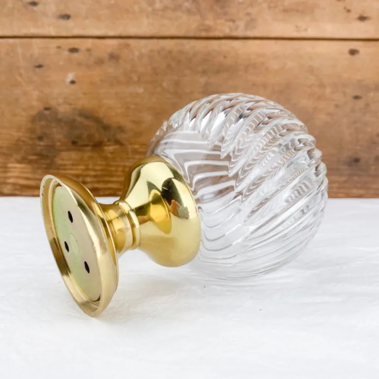 Boule de rampe en cristal et laiton