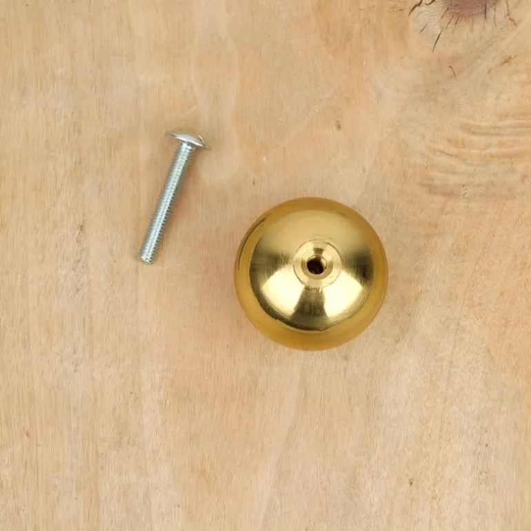Bouton de meuble boule laiton poli