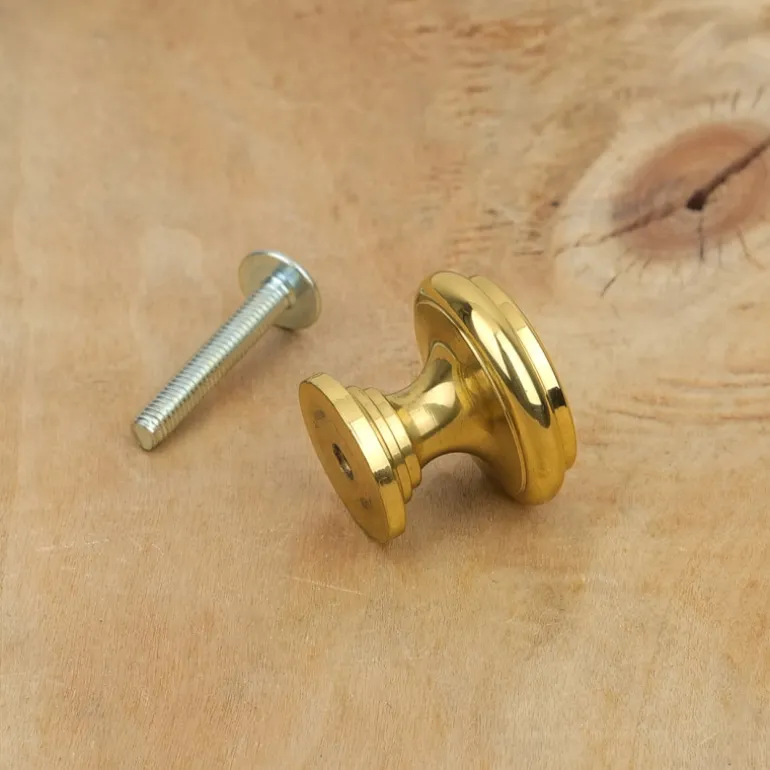 Bouton de meuble plat laiton poli