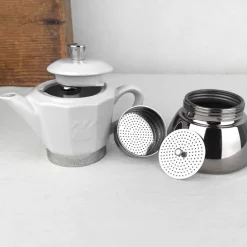 Cafetière italienne en porcelaine et inox 4 / 8 T