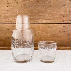 Carafe de chevet verre ciselé