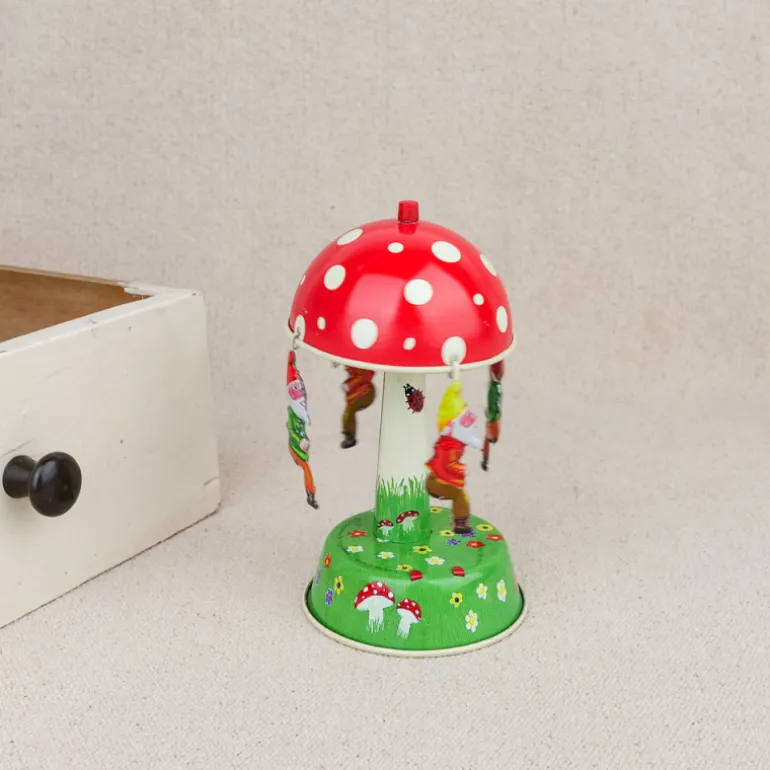 Carrousel mécanique champignon et gnomes