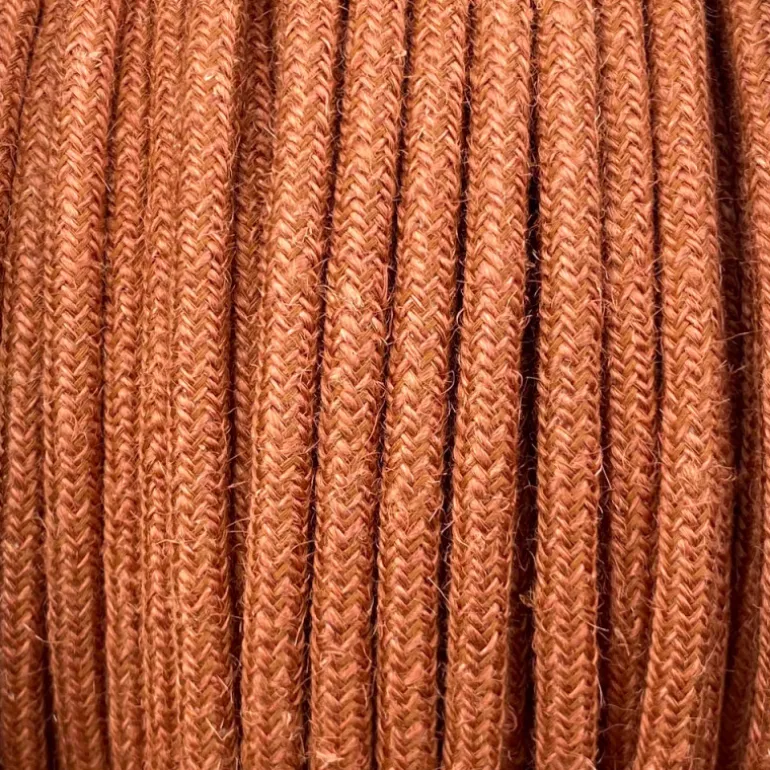 Câble luminaire rond jute orange brique