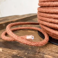Câble luminaire rond jute orange brique