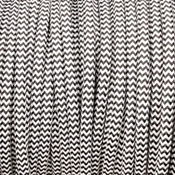 Câble luminaire rond noir et blanc zig zag