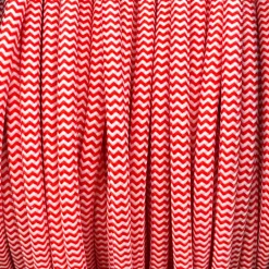 Câble luminaire rond rouge et blanc zig zag