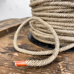 Câble luminaire rond tabac et jute