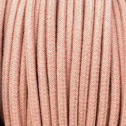 Câble luminaire rond vieux rose et beige