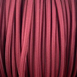 Câble luminaire tissé rond bordeaux