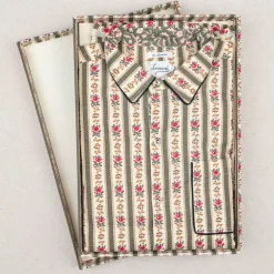 Chemise kaki à fleurs anciennes