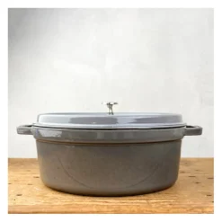 Cocotte en fonte ovale gris graphite