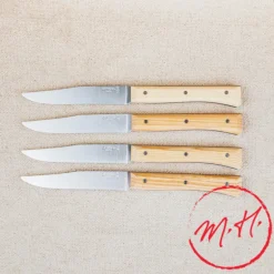 Coffret de 4 Couteaux de Table Opinel Facette en Frêne clair