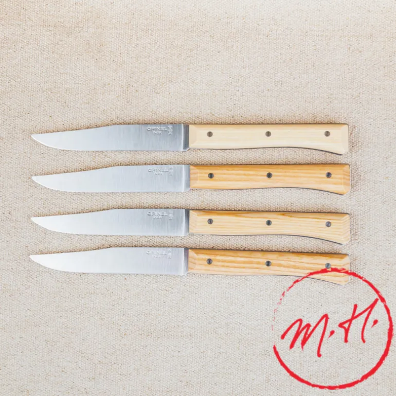 Coffret de 4 Couteaux de Table Opinel Facette en Frêne clair