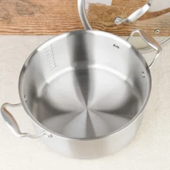 Faitout Triply Inox 24 cm avec couvercle en verre