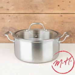 Faitout Triply Inox 24 cm avec couvercle en verre