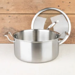 Faitout Triply Inox 24 cm avec couvercle en verre