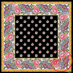 Foulard provençal rose et noir Souleiado