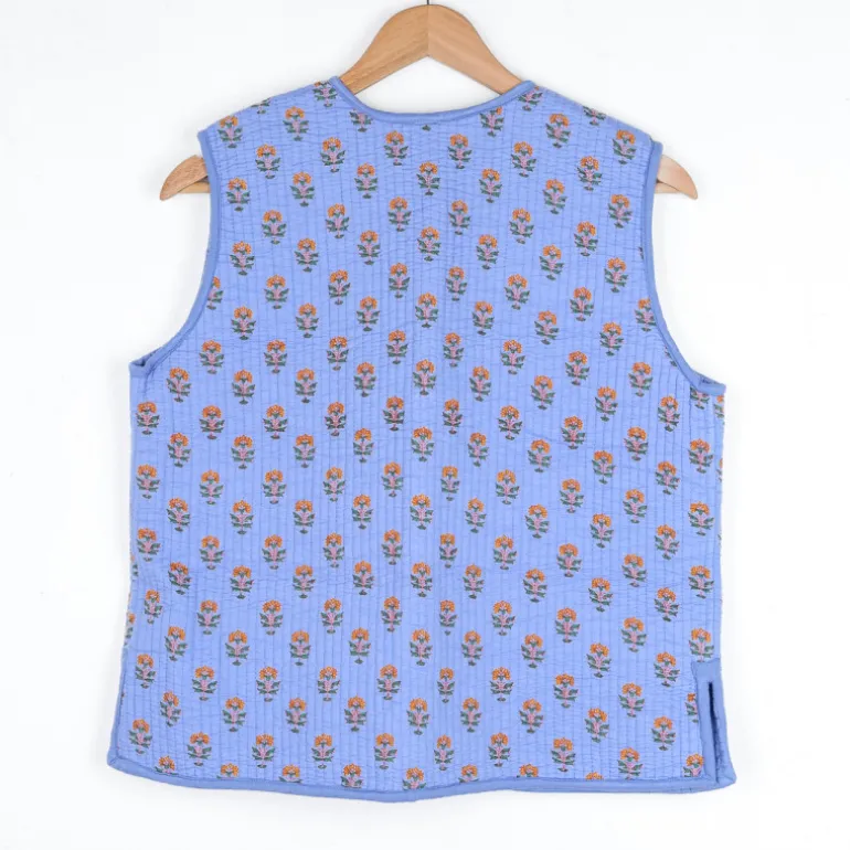 Gilet boutis provençal bleu