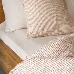 Housse de couette rayée Rouge