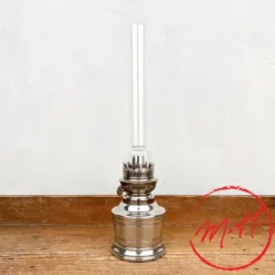 Lampe à pétrole base droite en étain