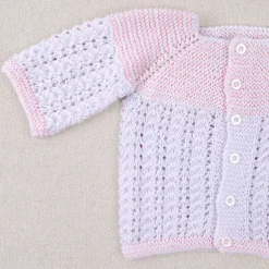 Layette blanche et rose en coton