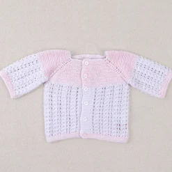 Layette blanche et rose en coton