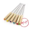 Lot de 6 piques à fondue manche bois