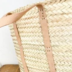 Panier à provisions anses en cuir