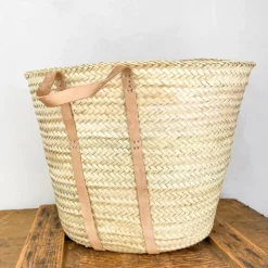 Panier à provisions anses en cuir